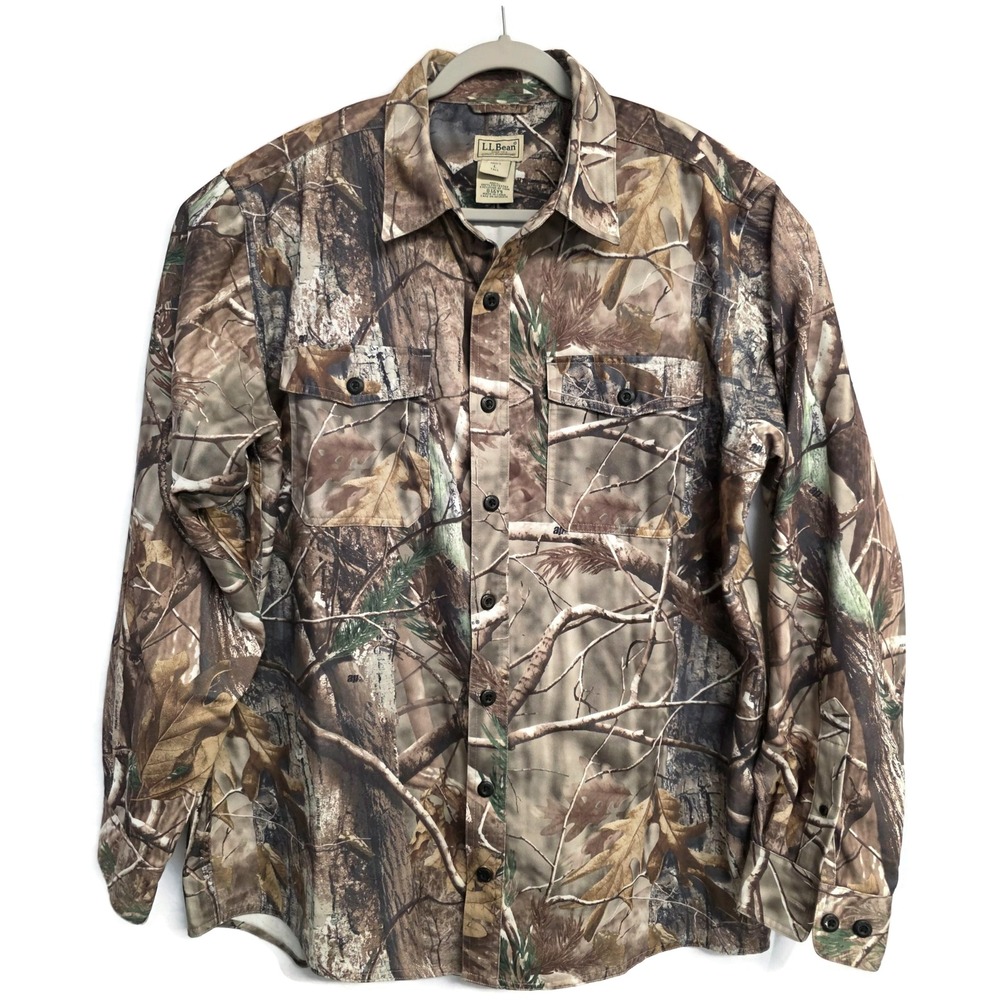 LL Bean Mens Realtree AP Camo Button Down Hunting Shirt Large Tall LT